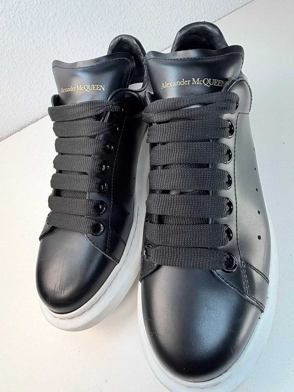Alexander McQueen Oversized Sneakers Black Leather Mens 6.5 Womens 9